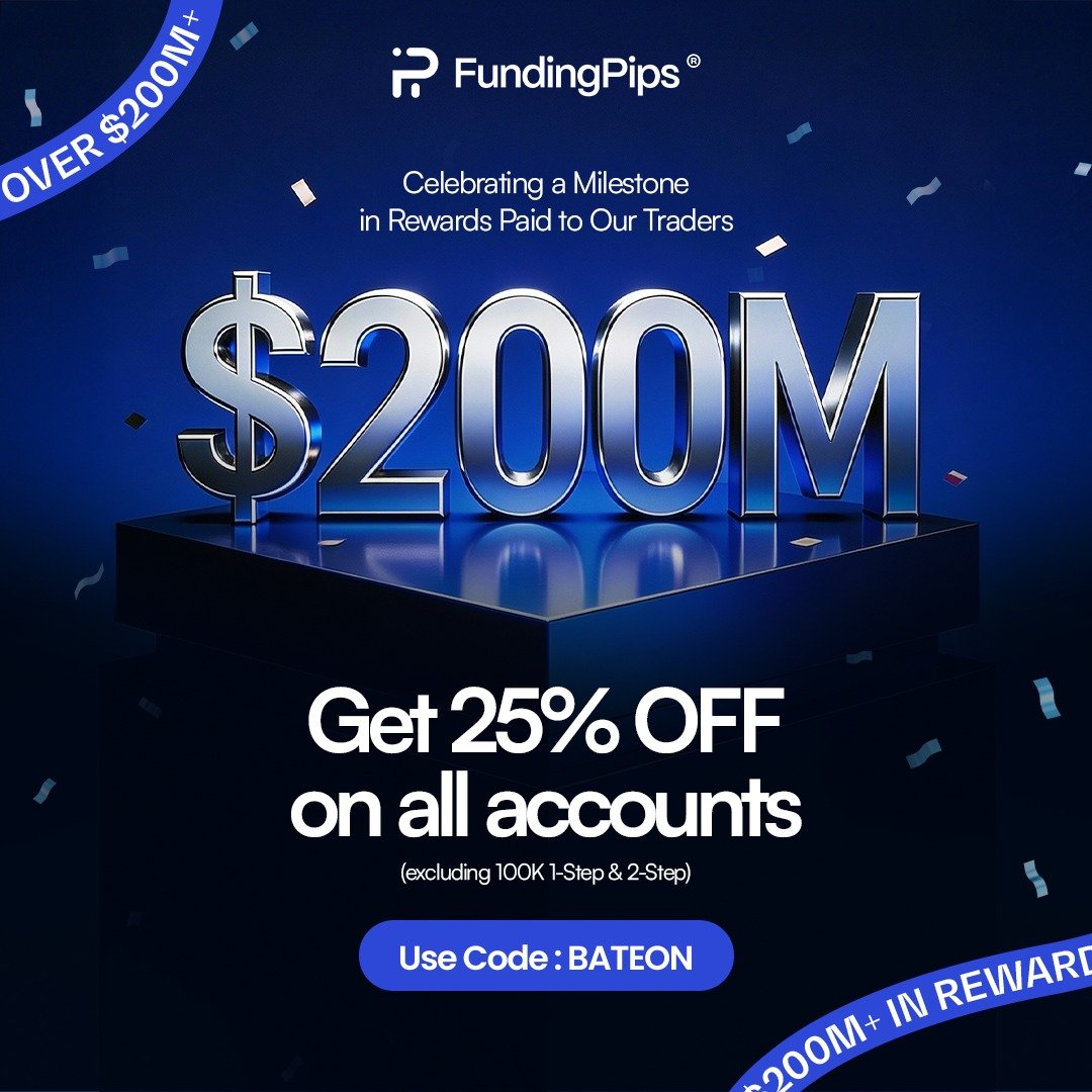 InvestorBateon's tweet image. 2 × $10K Accounts Giveaway 🍾

To celebrate @fundingpips $200M+ in rewards paid we are giving away 2 x 10k accounts.

To qualify 

✅ Follow @fundingpips

❤️ Like this post
🔁 Repost &amp;amp; tag 3 friends
Use  code BATEON for 25% OFF for every sale new and old users!

🎉 Two lucky…