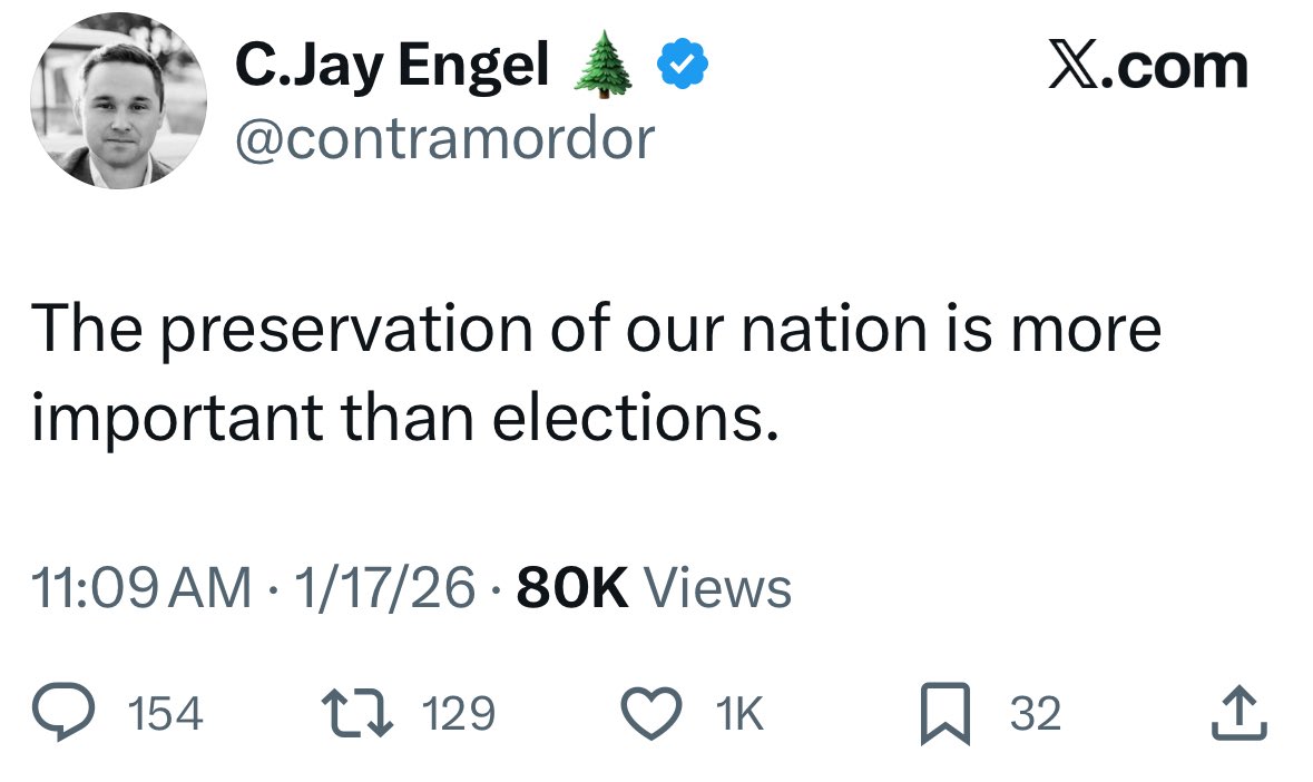 AmberWoods100's tweet image. Prepare to see a lot of talking points like this rolling out next.

You don’t preserve a nation by discarding elections. You dismantle it.
