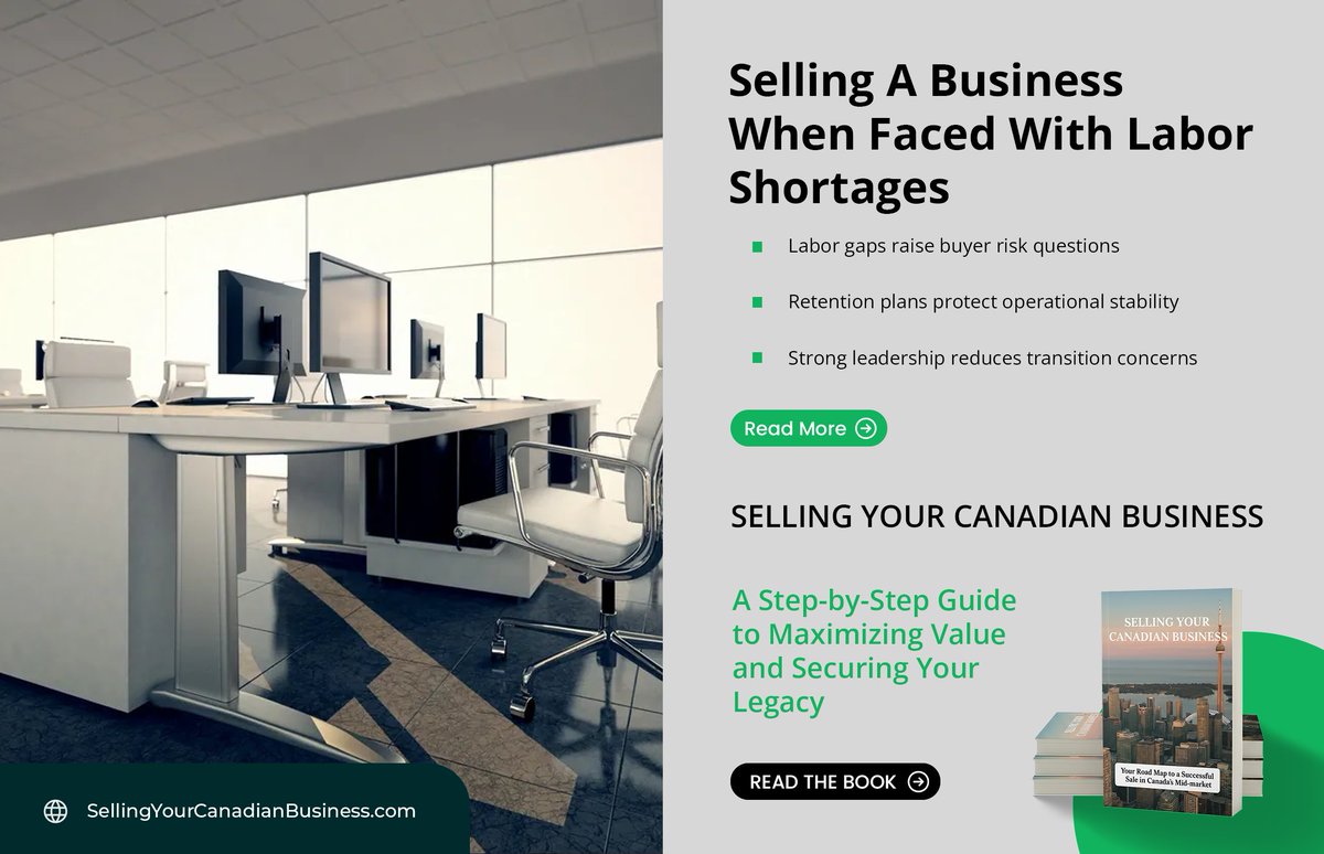 Selling A Business When Faced With Labor Shortages

 Labour shortages can impact how buyers view risk and long-term stability during a business sale.

Read more  sellingyourcanadianbusiness.com/articles/f/sel…

 #SellYourBusiness #LaborShortages #BusinessOwners #EntrepreneurLife #ExitPlanning