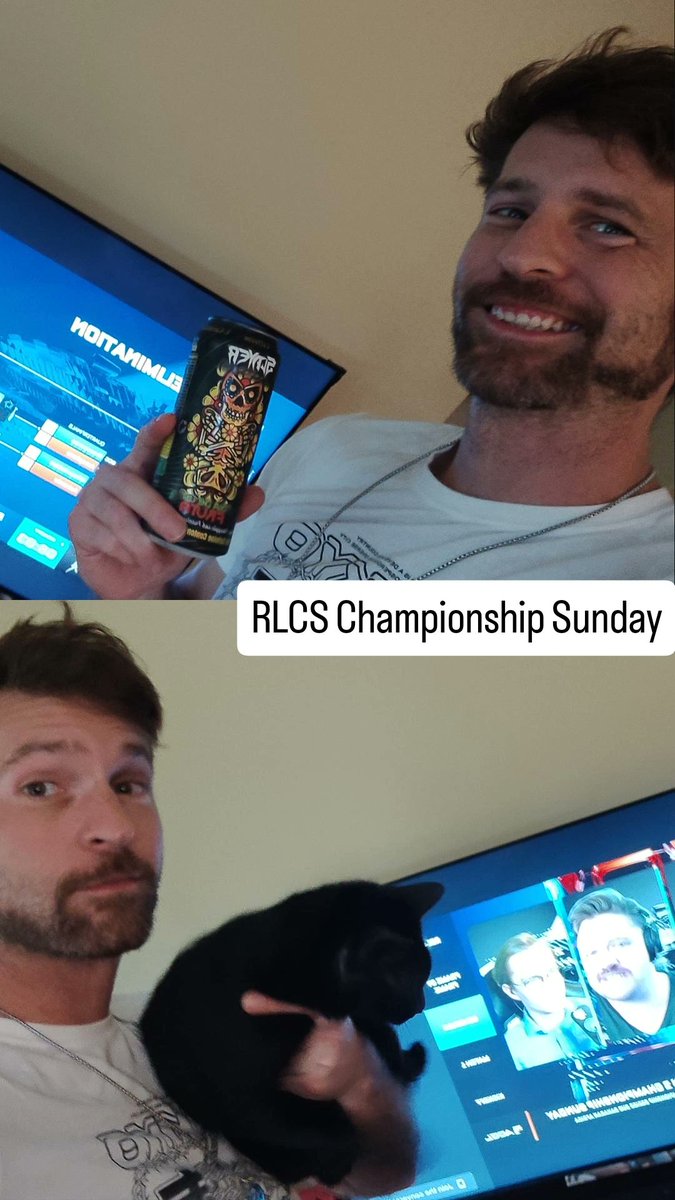 Ulturism's tweet photo. All ready to enjoy from the sidelines for RLCS SSA Championship Sunday. Grabbed my cat and my Slayer.
@slayerenergydrink you got a favourite selfie? @africanesports #RLZA https://t.co/BovrDP6gjX