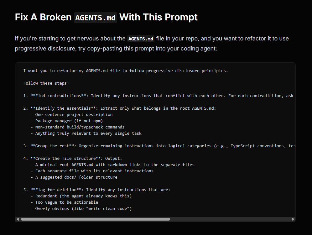 AGENTS.md cleanup prompt