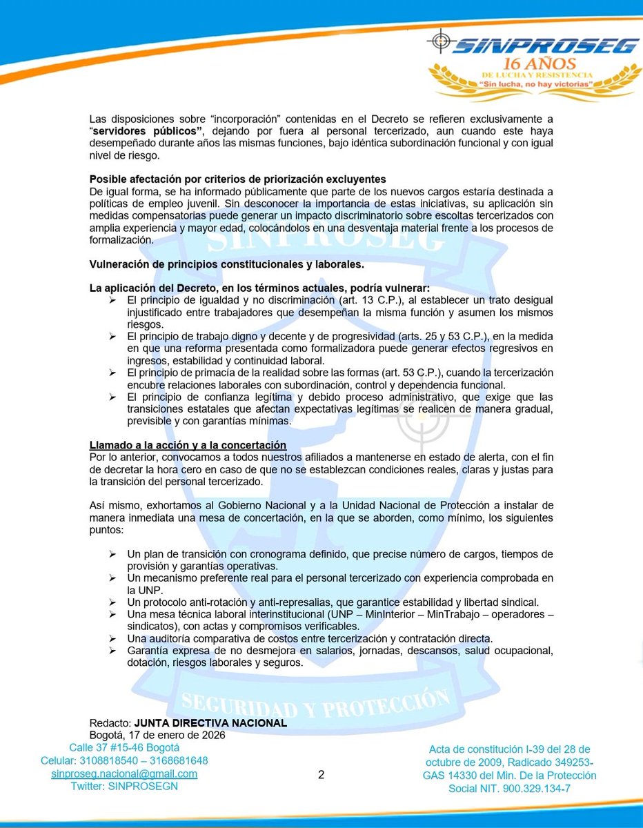 Alerta, exigimos transparencia en este proceso, porque se puede presentar una masacre laboral, con los Escoltas que.oe han entregado la amor parte de su vida al PPUNP <a href="/chiporivera/">oscar rivera</a> <a href="/MintrabajoCol/">MinTrabajo</a> <a href="/OITnoticias/">OIT</a>
