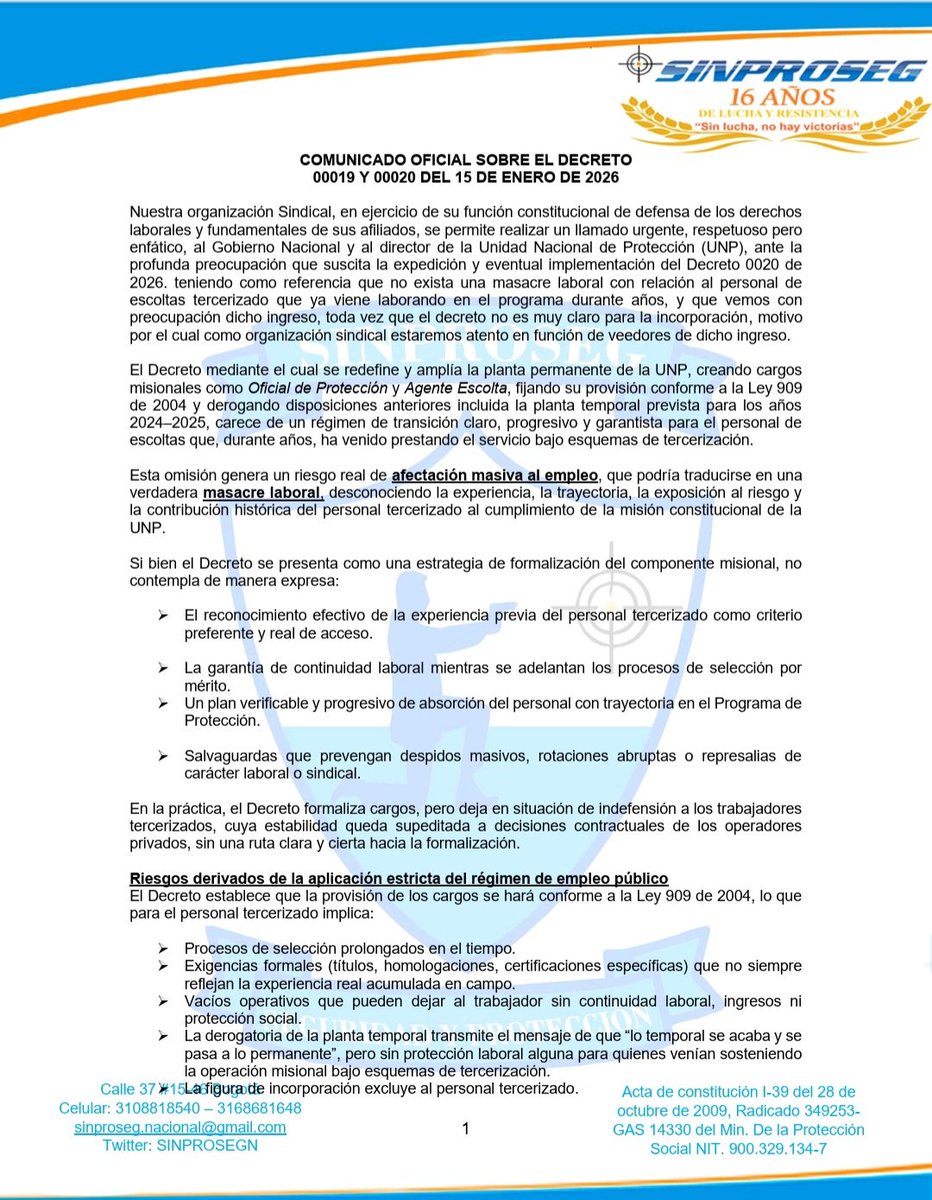 SINPROSEG NACIONAL tweet media