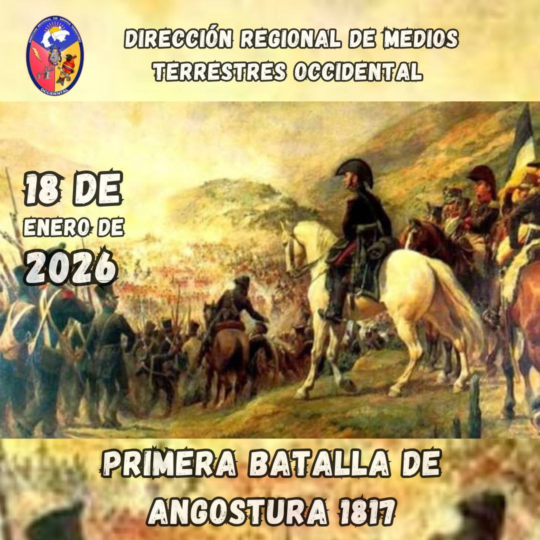 El 18 de enero de 1817, tuvo lugar la Primera Batalla de Angostura, fué parte de la Campaña de Guayana durante la Guerra de Independencia. ¡Por Venezuela... Integrados para vencer!
