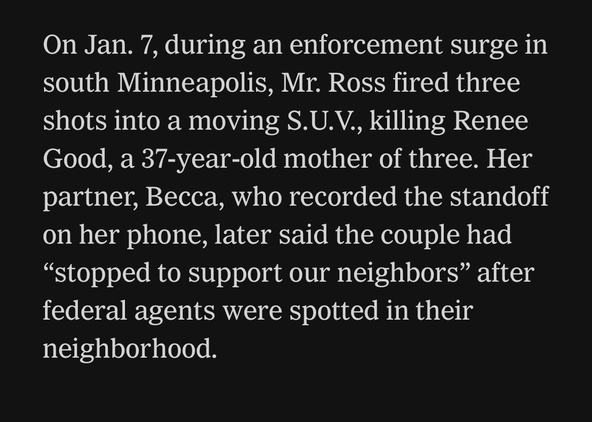 julie_kelly2's tweet image. In just one example of the media’s dishonest representation of Becca and Renee Good—the NYT has yet to correct past articles referring to Becca as “wife” and “widow” while other NYT reporters/columnists now accurately describe her as Renee’s “partner.”