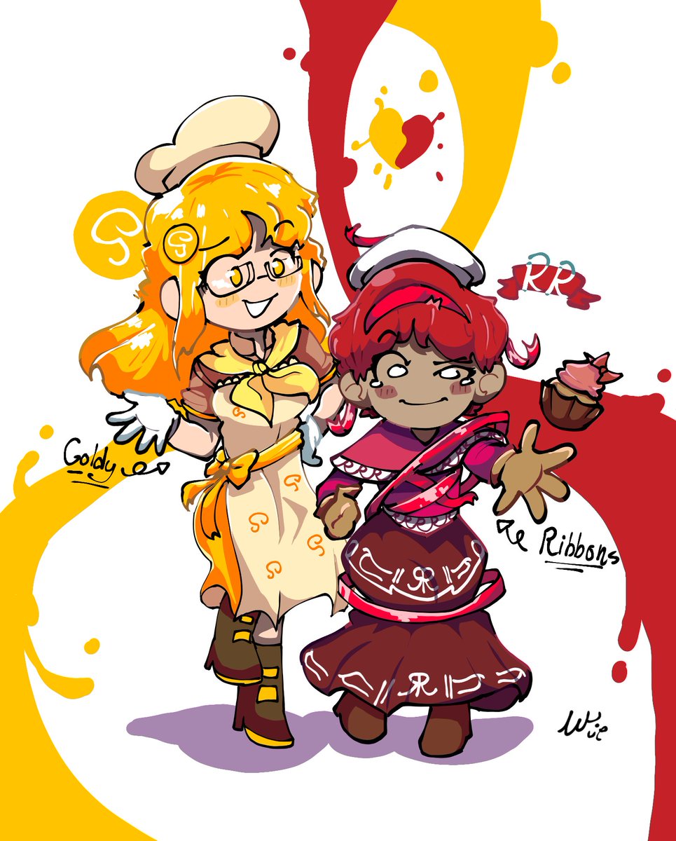 Baker Lovers 🎀💛
Goldilocks(Goldy) x RedRibbon (Ribbons) ✨

Just a random Art;-;
#art #artmoots #DigitalArtist