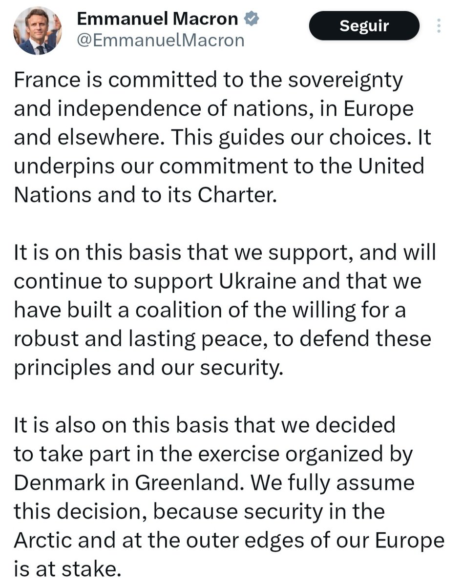 kortyszsof's tweet image. La hipocresía de Macron y la Unión Europea. Ayer publicaba que "Francia está comprometida con la soberanía e independencia de las naciones". Salvo de Venezuela -olvidó decir-como quedó demostrado el 3 de enero. Ah, pero Dinamarca.