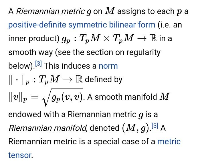 probnstat's tweet image. Riemannian manifolds provide a geometric framework for studying curved spaces where distances, angles, and gradients are well defined, extending linear algebra and calculus beyond Euclidean settings. In probability, they arise naturally in the study of diffusion processes,…