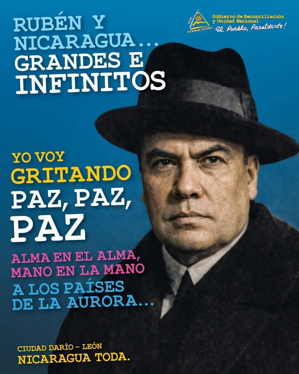 Rubén Darío 
Cada verso de Rubén es raíz y horizonte.

#Nicaragua 
#UnidosEnVictorias