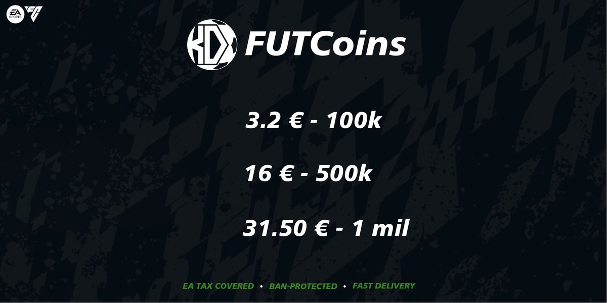 Price update, TOTY demand!         

2.77£ / 100k  - 27.30£ / 1mil          
3.70$ / 100k  -  36.45$ / 1mil                     

If you see cheaper, message us!                     

#EAFC #EAFC26 #FC26Coins #EAFCCOINS #EAFC26COINS #FCCOINS #TOTY