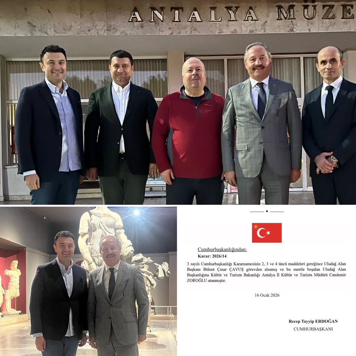 Cumhurbaşkanlığı kararnamesi ile Uludağ alan Başkanlığına atanan Antalya Turizm il müdürü Candemir  Zoroğlu kardeşimizi tebrik ediyorum.