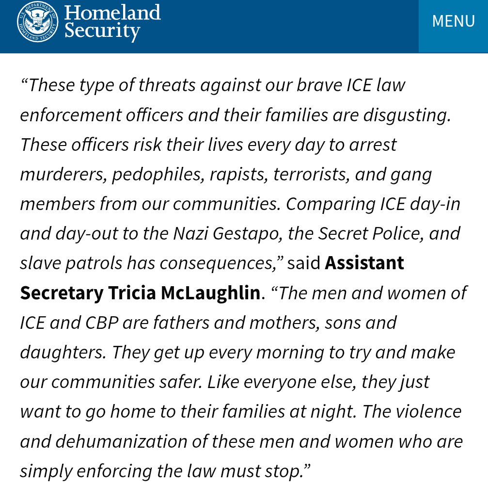 stevanzetti's tweet image. DHS said in October that "comparing ICE day-in and day-out to the Nazi gestapo, the Secret Police, and slave patrols has consequences."

After I found one of their lawyers for ICE is a racist and a self-described fascist who has praised Hitler, there have been no consequences.