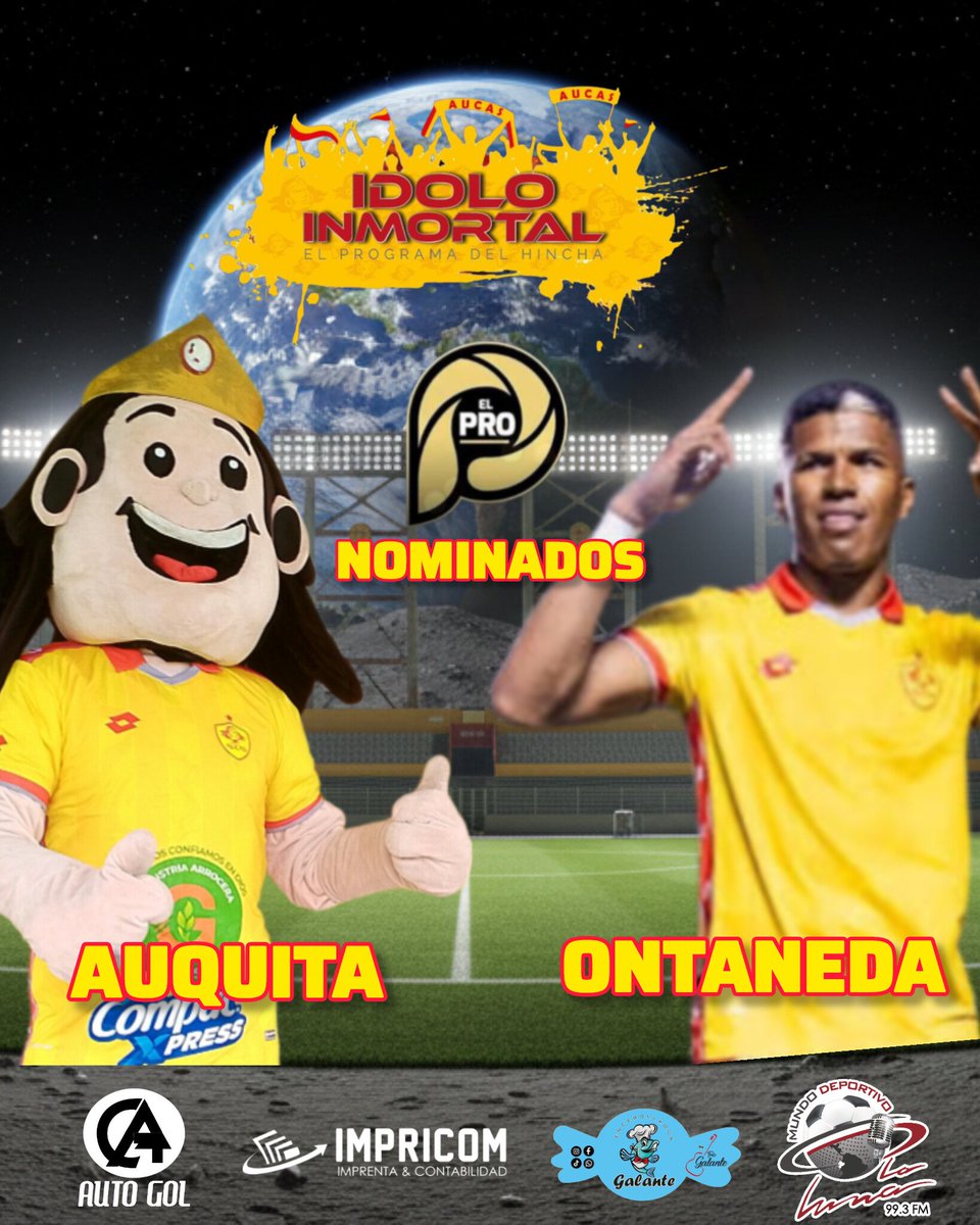 AUQUITA nominado para mejorar MASCOTA 
J. ONTANEDA nominado mejor CENTRAL

LES DEJAMOS EL LINK PARA QUE VOTEN POR NUESTROS REPRESENTANTES 🟡🔴

Puedes votar en el siguiente link: forms.office.com/r/v1CA0r82f3

#LigaEcuabetConectadaPorXtrim #ElPro #DondeElTalentoSeVisteDeGala 🇪🇨💯