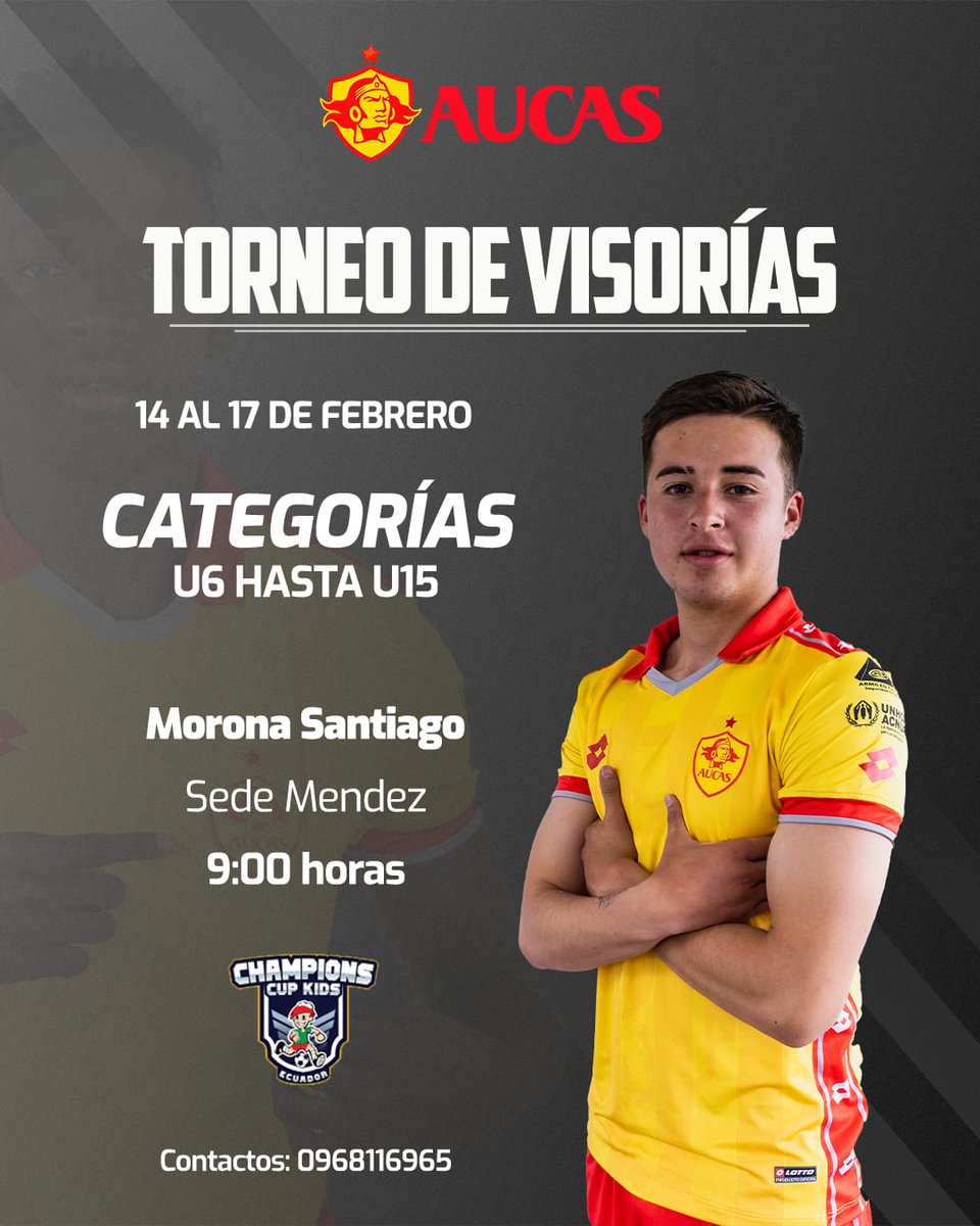 📢 Atención Morona Santiago/Francisco de Orellana.

El torneo de visorias de Sociedad Deportiva Aucas se realizará del 14 al 17 de febrero.

📞 0968116965 

#Aucas2026
#Creer