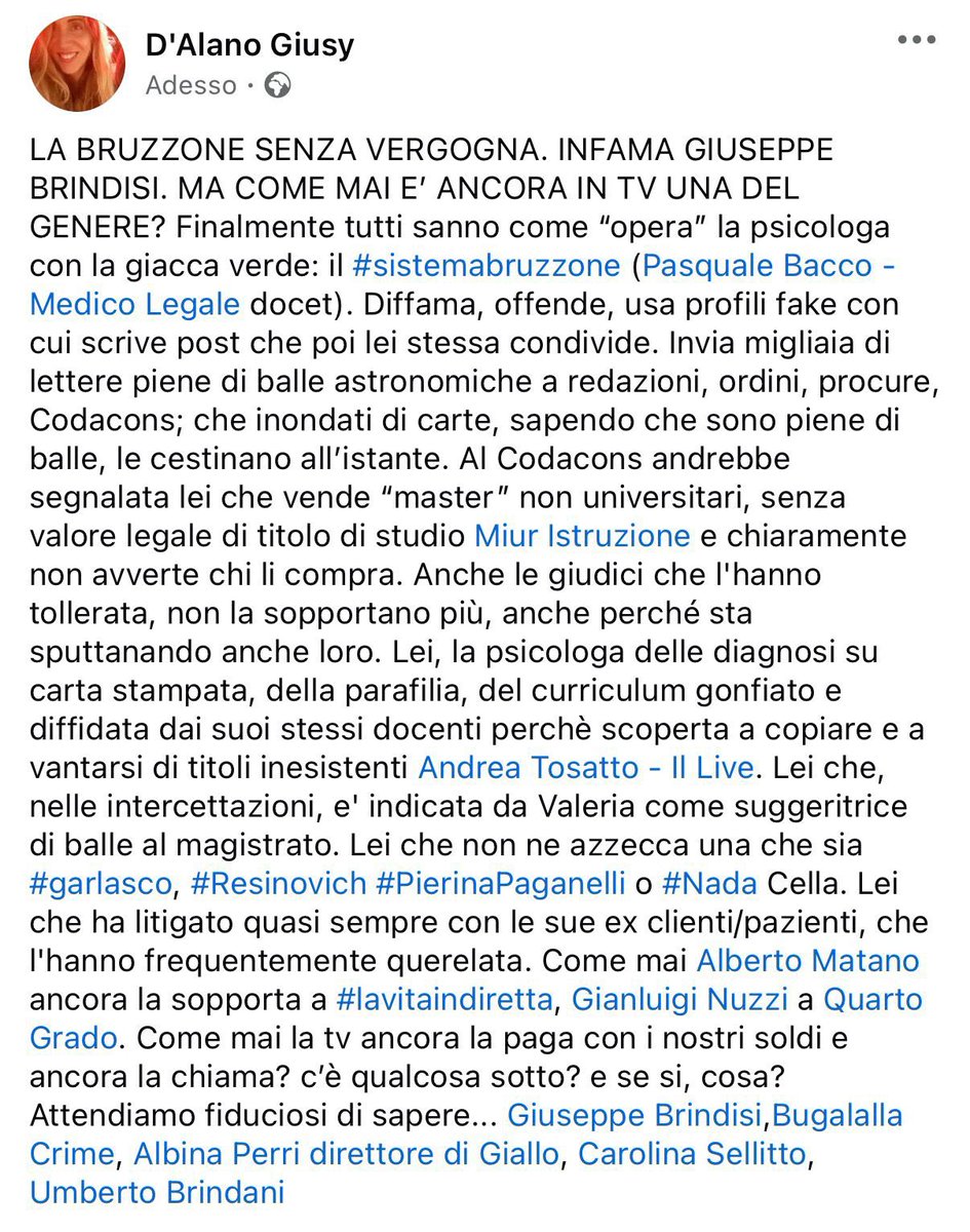 pasqualemariob1's tweet image. ORDINE DEGLI PSICOLOGI: COME MAI A ROBERTA BRUZZONE TUTTO E’ CONSENTITO? Perché, me compreso, dobbiamo sopportare, le balle e le diffamazioni di una psicologa dal #curriculum chiacchierato, che si vanta di amicizie in Tribunale e che VENDE master NON universitari senza avvisare.…