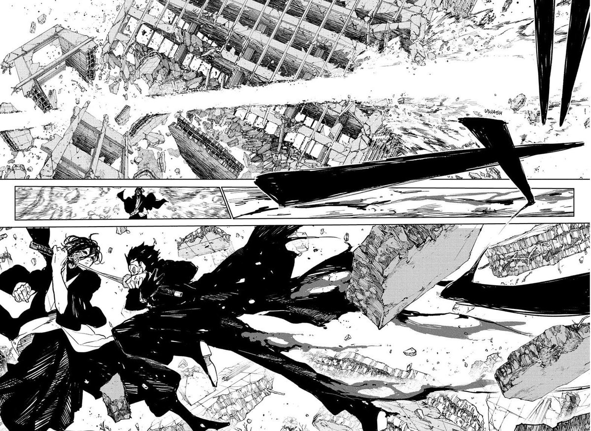 Dynamic_Weeb's tweet image. Not one. Not two. Not Three. but FOUR Double spreads for one of Kagurabachi's most defining chapters in my opinion. And the year has just only begun...