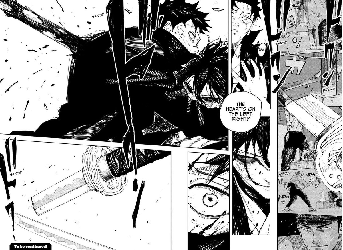 Dynamic_Weeb's tweet image. Not one. Not two. Not Three. but FOUR Double spreads for one of Kagurabachi's most defining chapters in my opinion. And the year has just only begun...