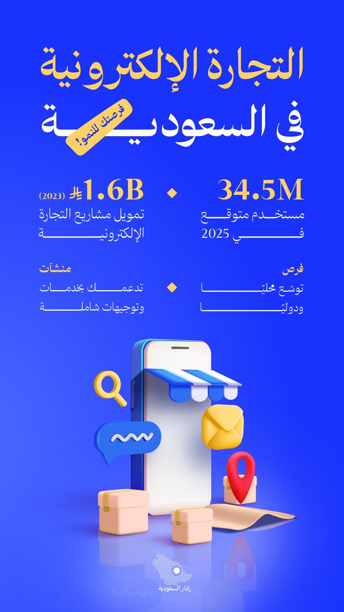 منشآت تكشف آفاق التجارة الإلكترونية في السعودية، مع 34.5 مليون مستخدم متوقع في 2025

#نستمع_نرصد_نحلل
#رادار_السعودية
