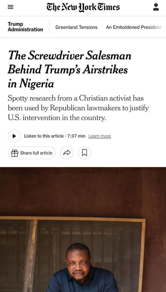 TheresaTekenah's tweet image. A recent investigation by the New York Times West Africa Bureau shows how weak and unverified information from one Nigerian activist was used to support U.S. claims of a so-called “Christian genocide” in Nigeria. 

"But when questioned about the accuracy of his data, establishing…