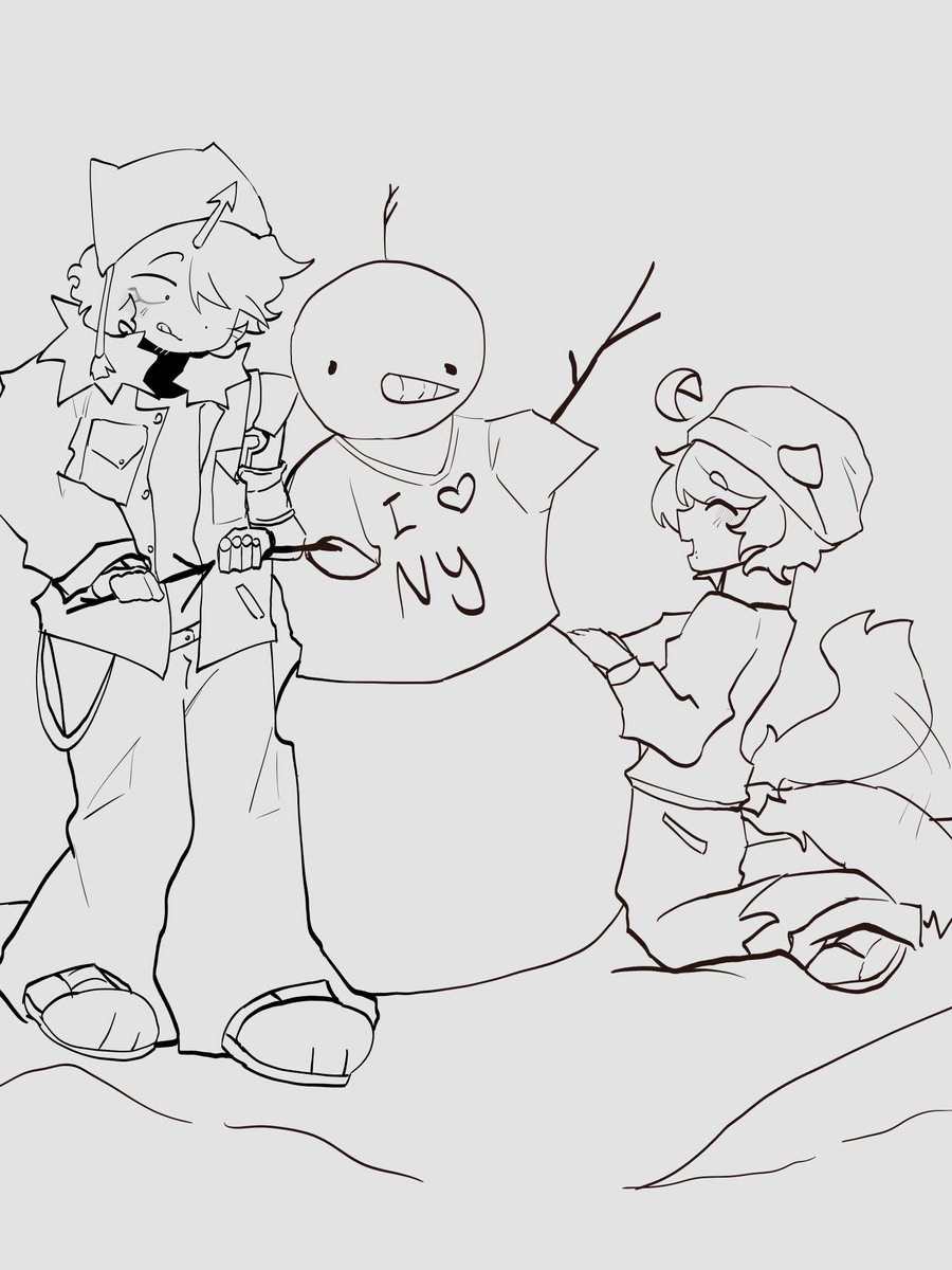 A drawing of me and like building a snowman cause we’re awesome
