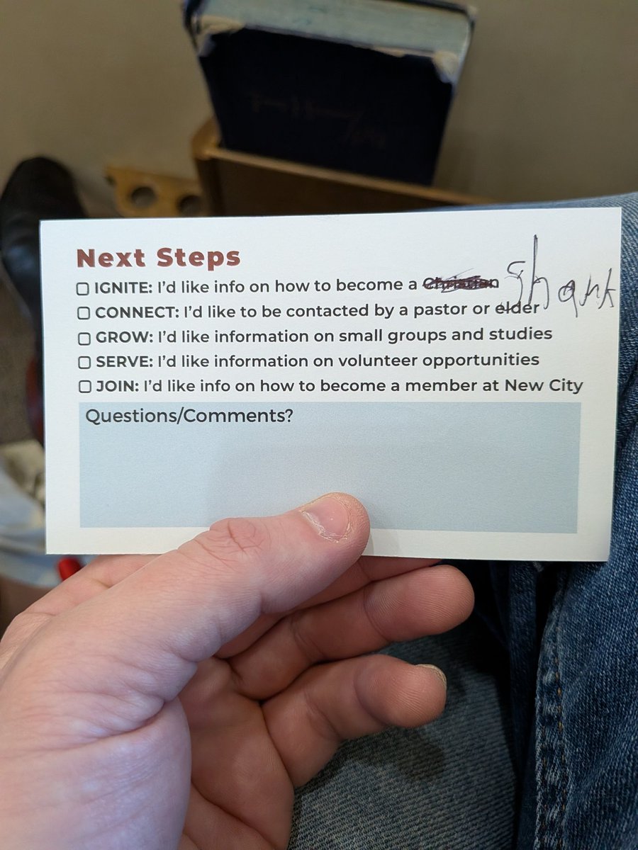 politicalmath's tweet image. My son is experimenting with sacrilegious humor with the church contact card