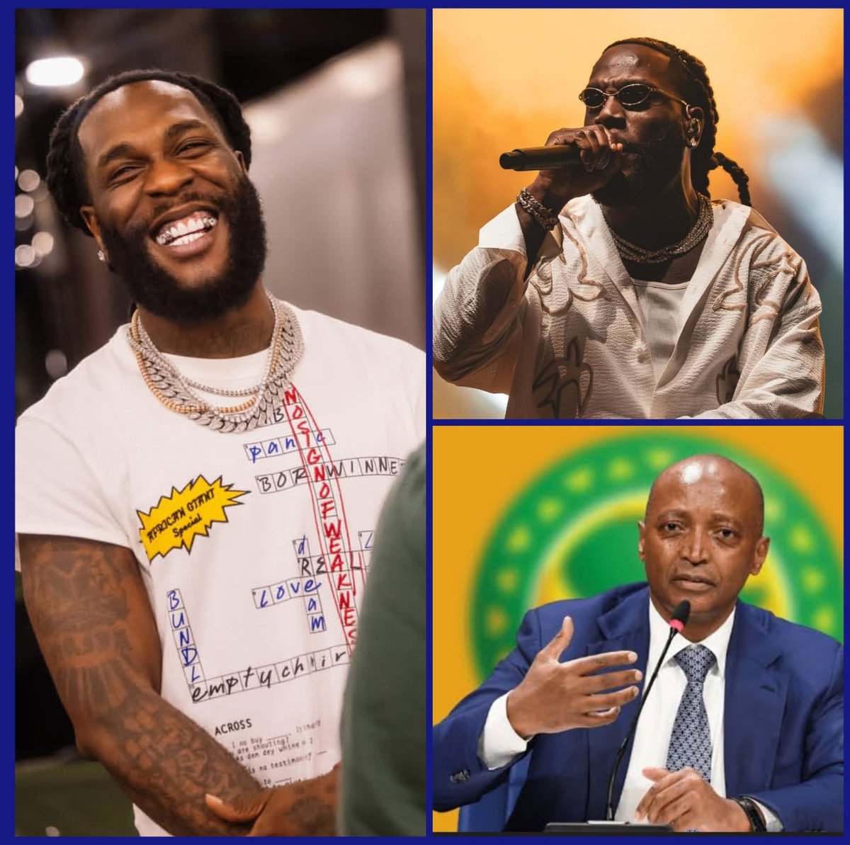 BREAKING NEWS 🚨‼️

CAF President, Patrice Motsepe reveals that Burna Boy was denîed entry into Morocco for his AFCON Performance because he carried way too much jewelry worth over $10-million(N14.2-billion) with him. 

Burna Boy had to call the CAF President to tell Moroccan