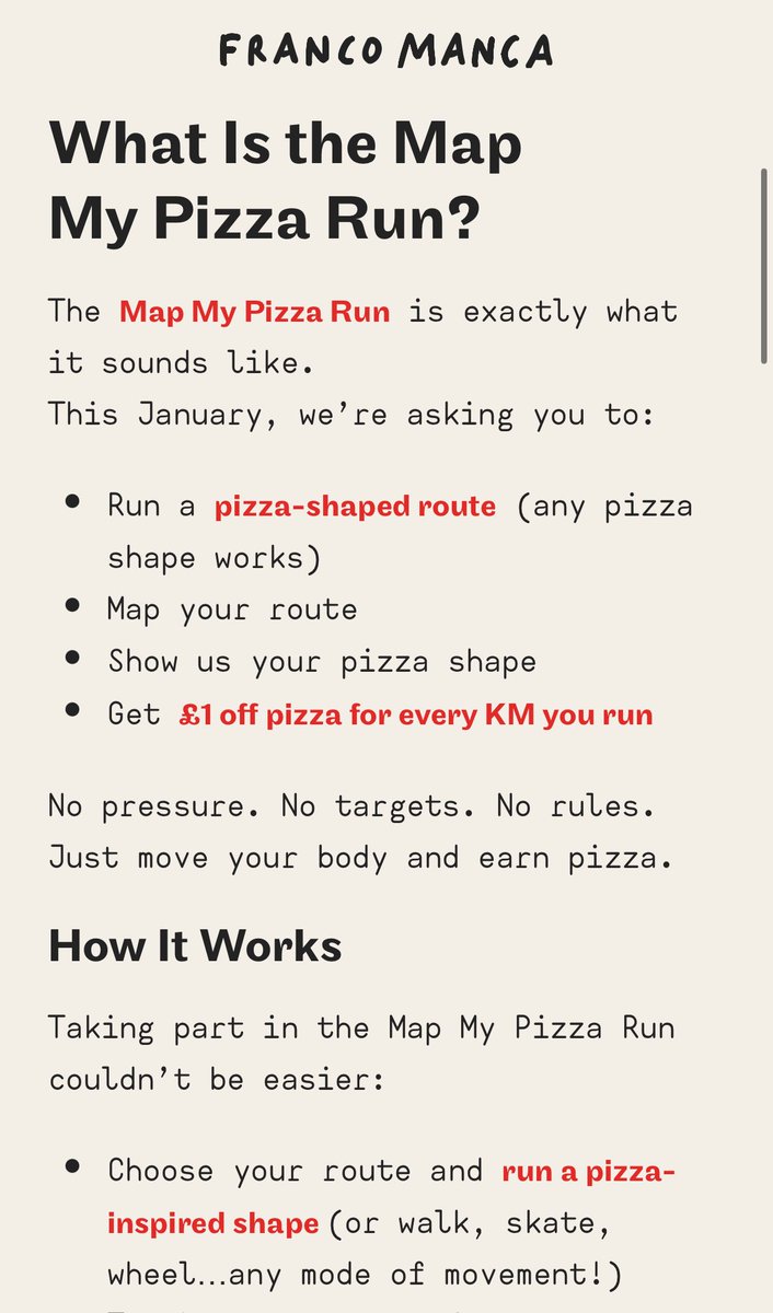 hwallop's tweet image. 🍕🏃V clever discount from Franco Manca pizza restaurant. 
Run in the shape of a pizza, map it and get £1 off for every km run. 
My 23yr old just got £11 discount after showing this 11km run around Regent’s Park. The ⭕️ apparently is a pepperoni!