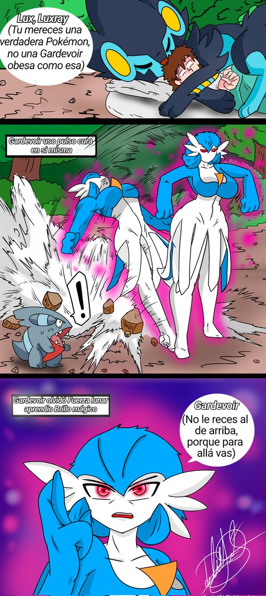 DanielMejia098's tweet image. Mini cómic Gardevoir y su entrenador en latam #23 junte ambas para que se entendiera mejor