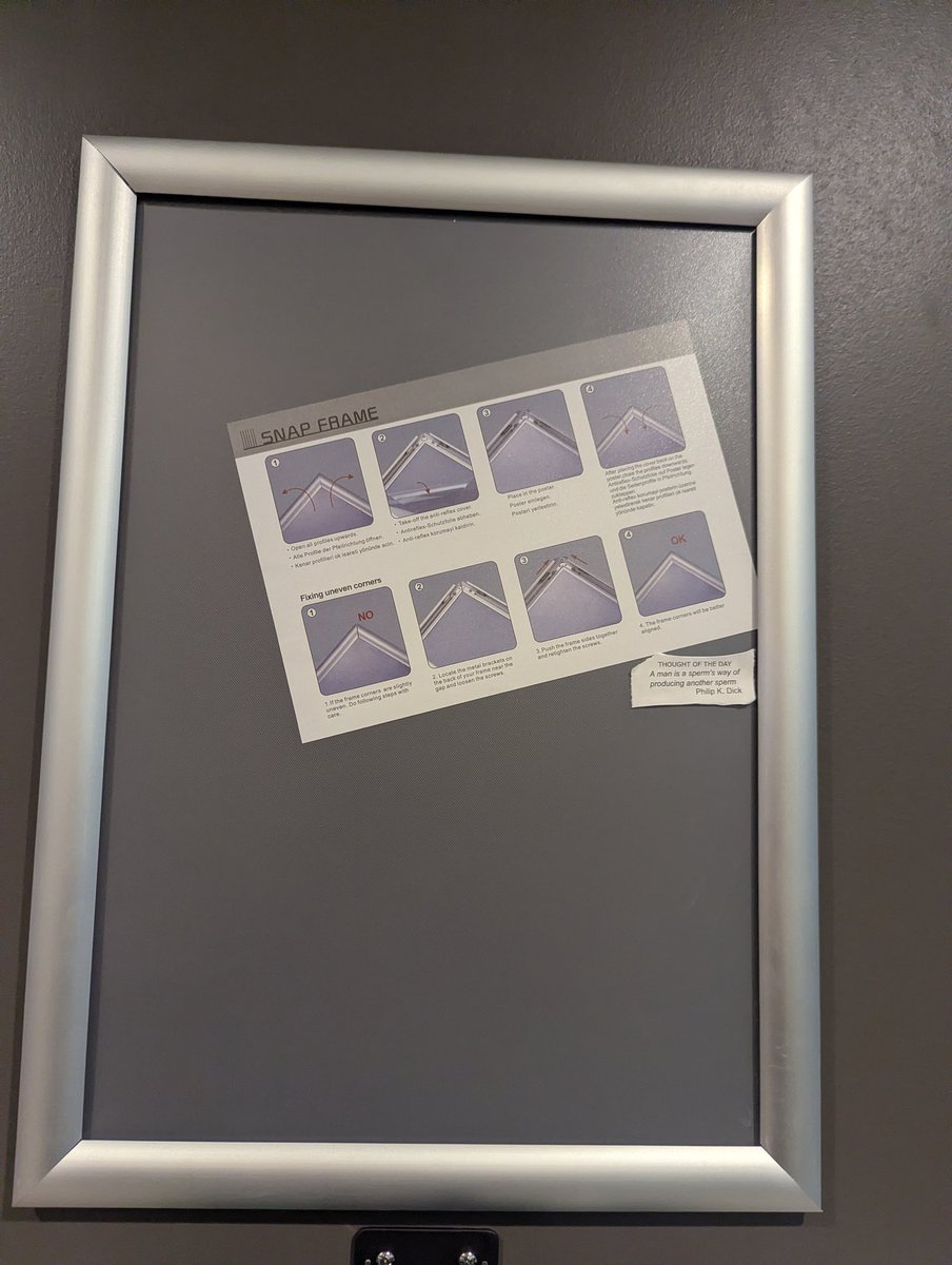 hedgehognothog's tweet photo. Will this Thought Of The Day be permitted on an unused poster frame in a common area of the biology department? 
🤔🤔🤔

#spermreproduction
#whatisaman?
#defacement https://t.co/gB6nt4ITy3