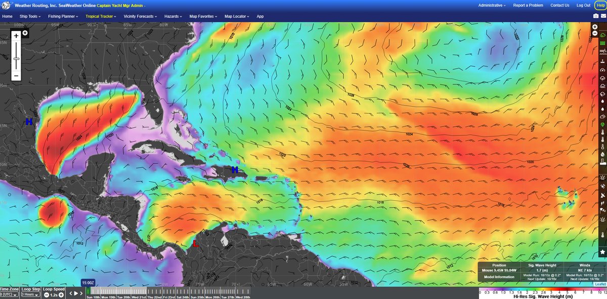 The current ridge pattern remains to yield enhanced trades across the NE'rn Caribbean, to persist over the next several days with little change. Planning a charter in the area? Give us a shout for forecasting assistance and ask us about our charter forecast packages we offer!