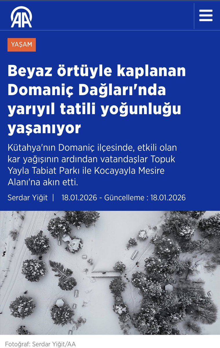 Beyaz örtüyle kaplanan Domaniç Dağları'nda yarıyıl tatili yoğunluğu yaşanıyor

aa.com.tr/tr/yasam/beyaz…