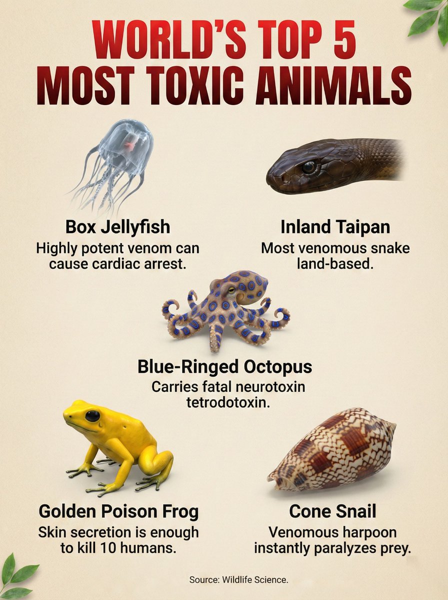 cooltechtipz's tweet image. Most toxic animals