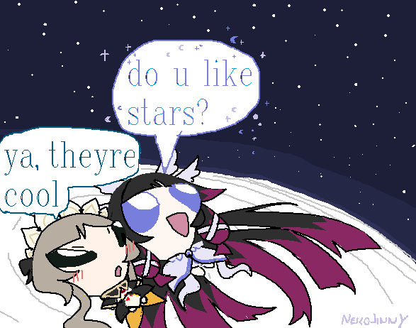 not_jinny's tweet image. sandbina stargazing on the moon to heal my soul