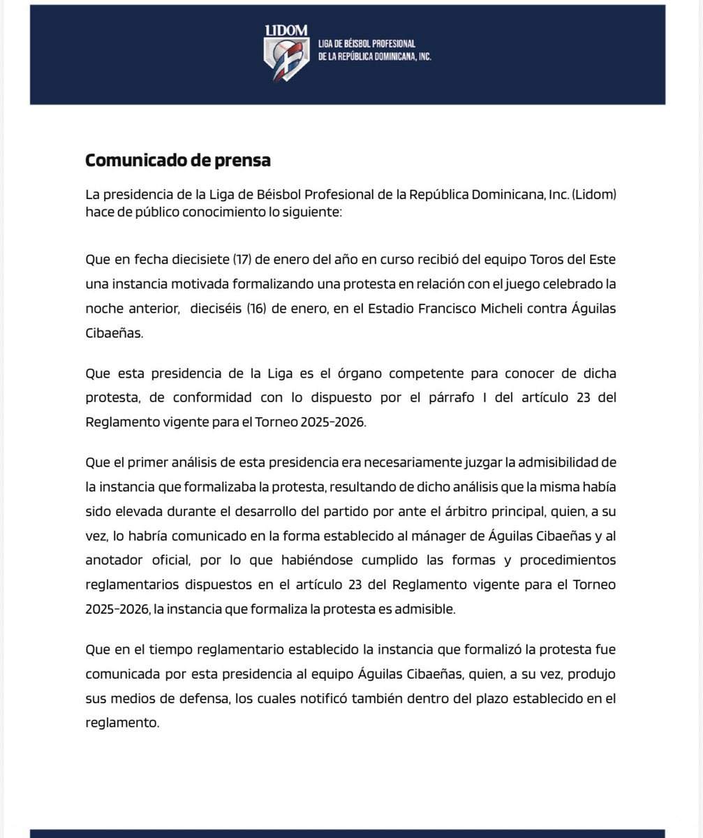 Marino_Pepen's tweet image. #LIDOM dispone cancelar el juego entre #Aguilas vs. #Toros,  y celebrarse en la misma sede de ser necesario…