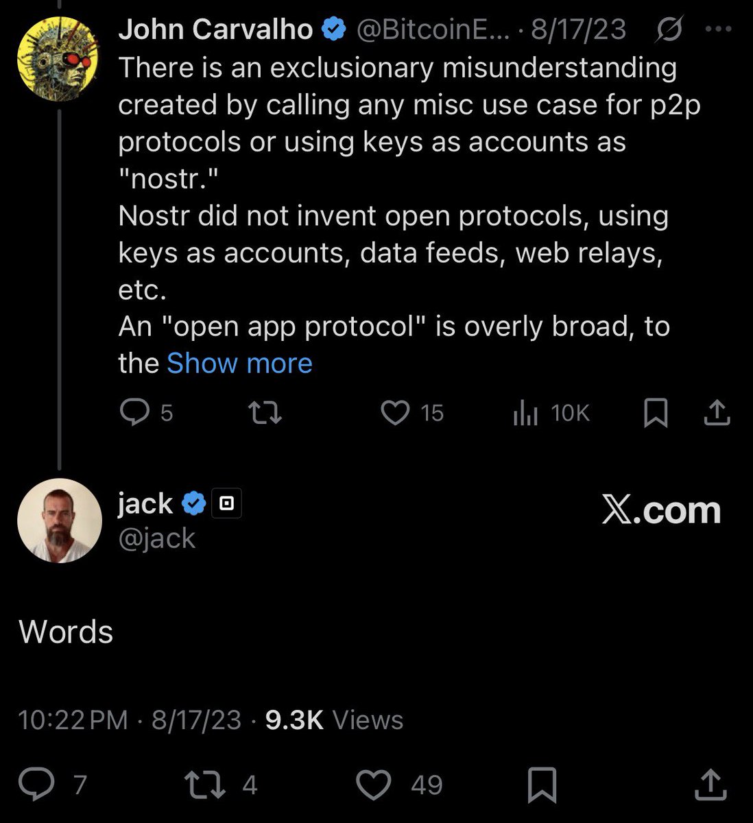 jack dorsey has perfected the most efficient dismissive insult, in my  opinion