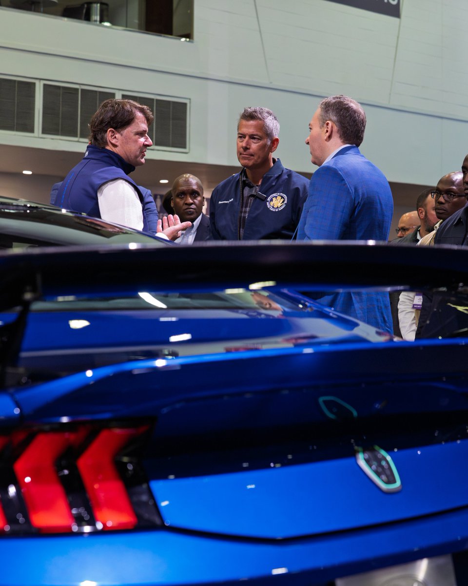 detautoshow's tweet photo. U.S. Secretary of Transportation @SecDuffy came by the 2026 #detroitautoshow yesterday &amp; toured the show floor alongside U.S. Trade Representative Jamieson Greer &amp; EPA Administrator Lee Zeldin. 🇺🇸🚘 https://t.co/ea9c7xai58