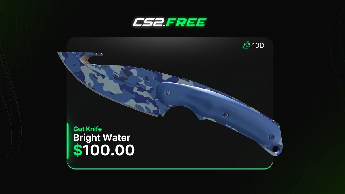 🎁 Gut Knife | Bright Water Giveaway ($100)

➡️ TO ENTER:
✅ Complete any task on Gleam
gleam.io/zjVZg/100-gut-…

Ends in 10 days 🐰⏰

#CS2 #CS2Giveaway