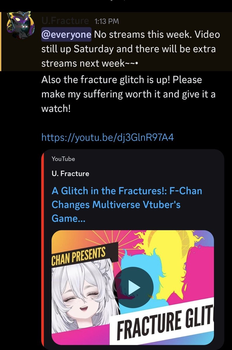 If you're not in discord! Please check out the video from yesterday and I will you all next week!

Wish me luck on the endeavors I'm working on this week ToT