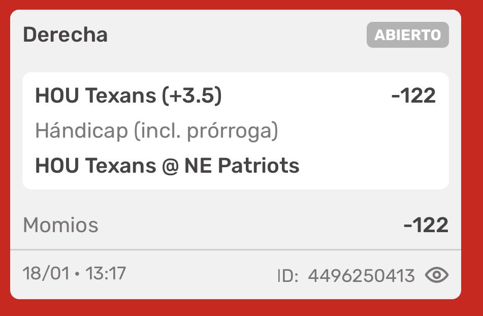 bytheBeast_Bets's tweet photo. La defensa de los Texans hoy saldrá a asfixiar a Drake Maye y los Patriotas, será un juegazo y así va nuestra apuesta el día de hoy. https://t.co/79sTTflZ9j
