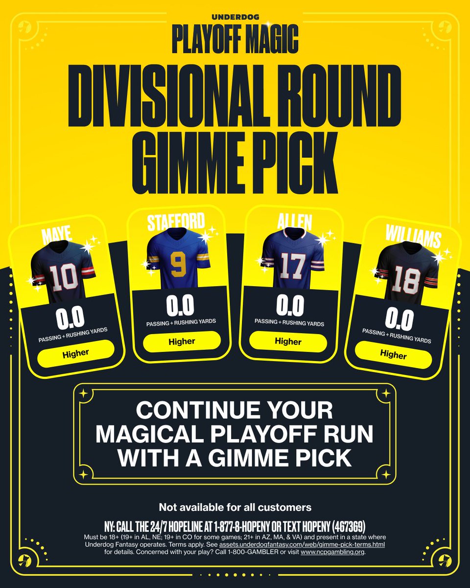 FootballStock's tweet image. Check your Lobby for Promos today

I had a 40% profit boost for this one you should also have a #playoffmagic token to reduce any QBs total to a 0.0 GIMME 

New users can signup using code "STOCK" and get $75 in bonus entries on their first play of $5 or more: