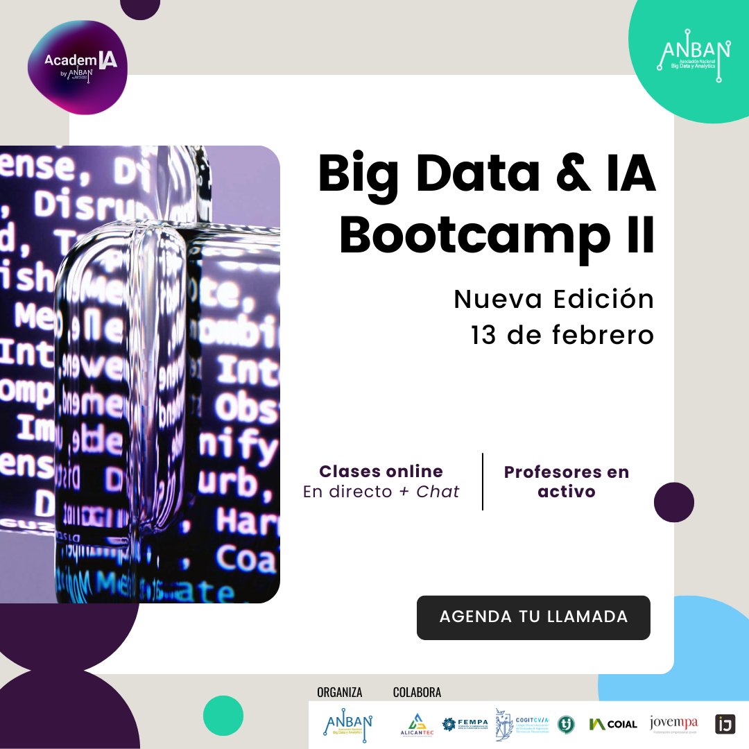 Bootcamp de IA y Big Data para perfiles técnicos.
Desde IngenieroJob y Brandty colaboramos con la AcademIA de ANBAN para ofrecer +20 % de descuento y financiación.

👉 academia.asociacionbigdata.es

#IA #BigData #Ingenieria