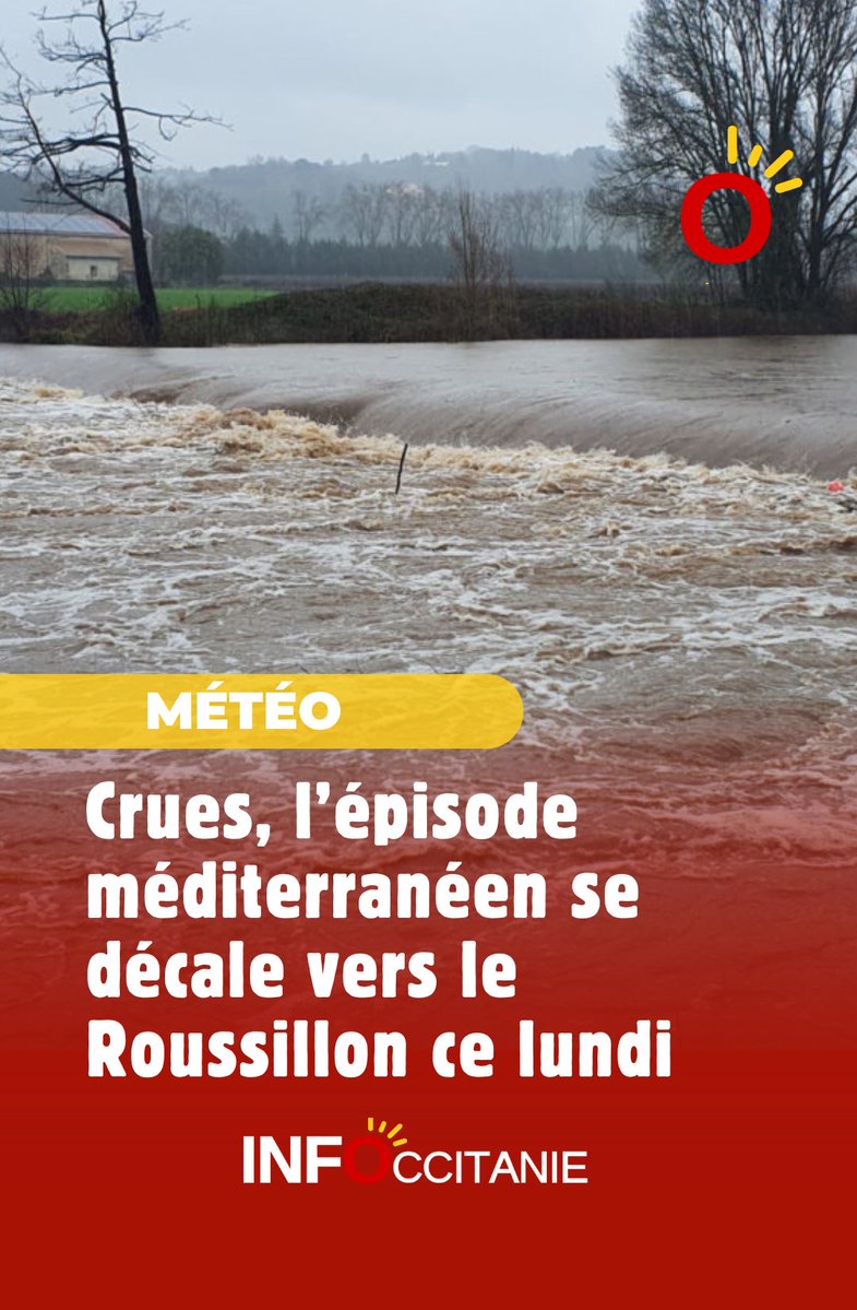 loicspadafora's tweet image. #Météo : crues, l’épisode méditerranéen se décale vers le Roussillon ce lundi ⤵️ infoccitanie.fr/meteo-crues-le…