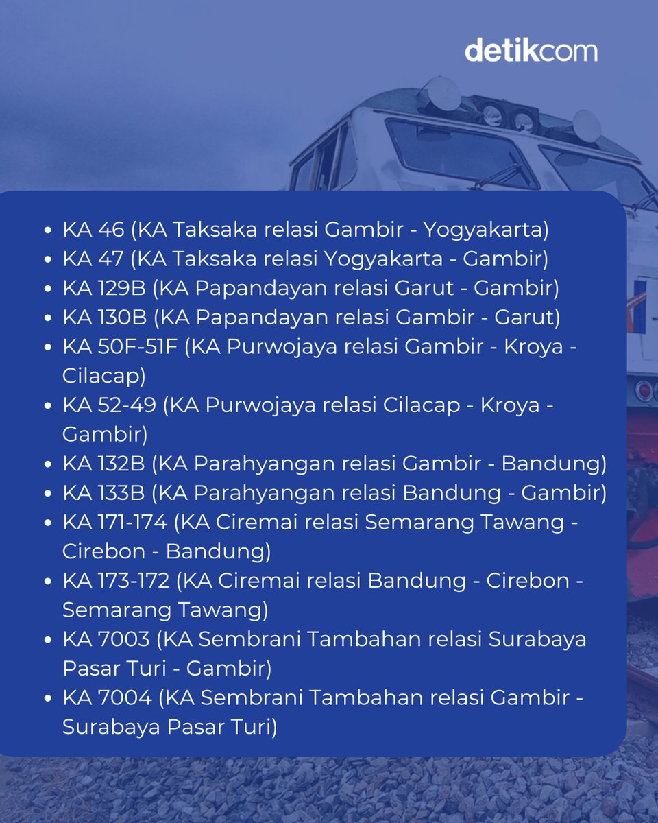 detikfinance's tweet image. PT KAI membatalkan 38 perjalanan yang terdampak banjir di beberapa lokasi, khususnya pada wilayah kerja Daop 4 Semarang dan Daop 1 Jakarta. Saat ini, KAI masih melakukan pemantauan dan pemeriksaan teknis menyeluruh untuk memastikan keselamatan perjalanan.⁣
⁣
#detikcom #KAI