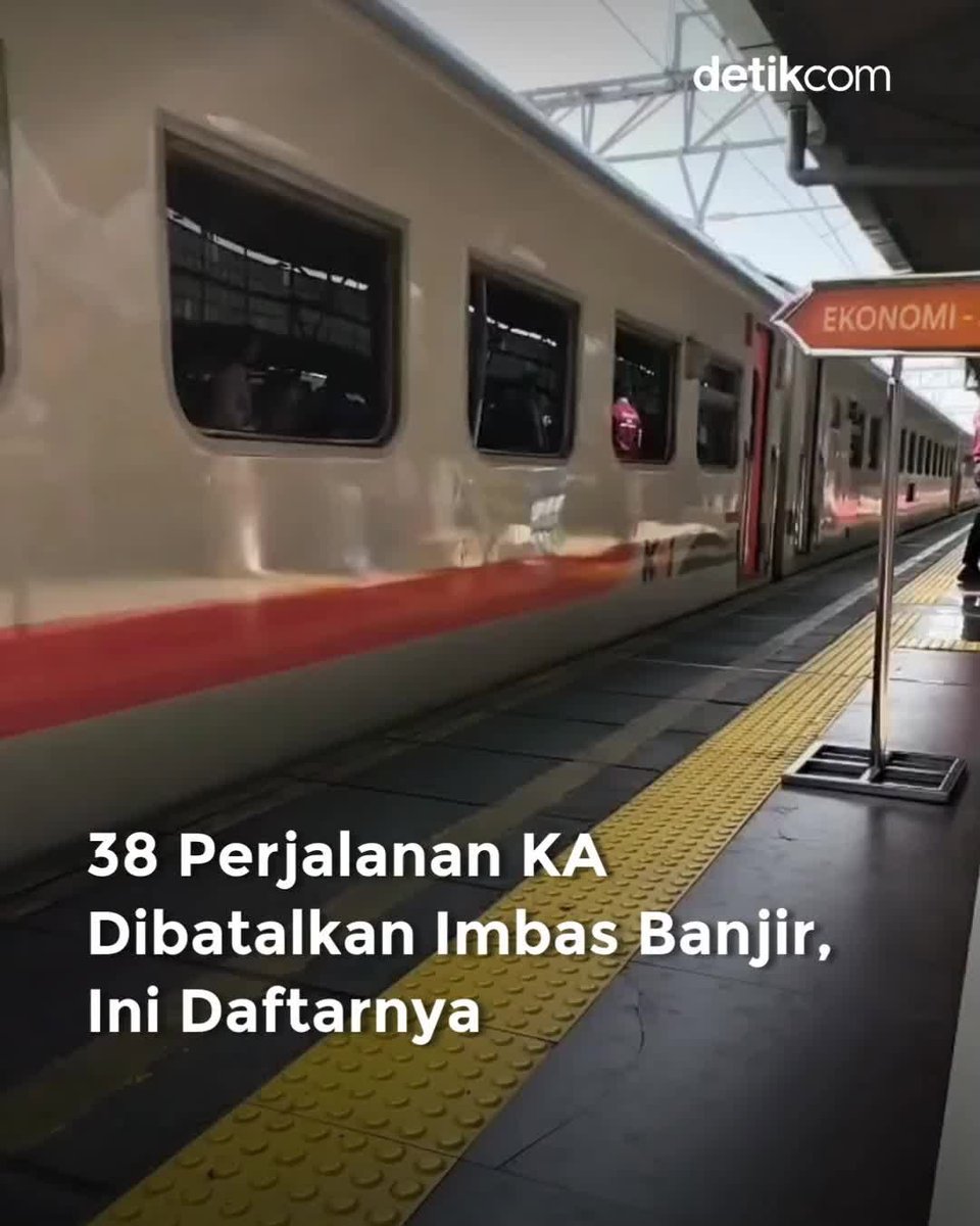 detikfinance's tweet image. PT KAI membatalkan 38 perjalanan yang terdampak banjir di beberapa lokasi, khususnya pada wilayah kerja Daop 4 Semarang dan Daop 1 Jakarta. Saat ini, KAI masih melakukan pemantauan dan pemeriksaan teknis menyeluruh untuk memastikan keselamatan perjalanan.⁣
⁣
#detikcom #KAI
