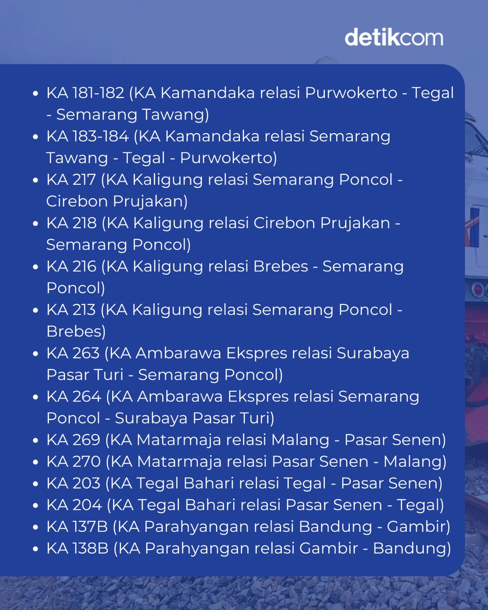 detikfinance's tweet image. PT KAI membatalkan 38 perjalanan yang terdampak banjir di beberapa lokasi, khususnya pada wilayah kerja Daop 4 Semarang dan Daop 1 Jakarta. Saat ini, KAI masih melakukan pemantauan dan pemeriksaan teknis menyeluruh untuk memastikan keselamatan perjalanan.⁣
⁣
#detikcom #KAI