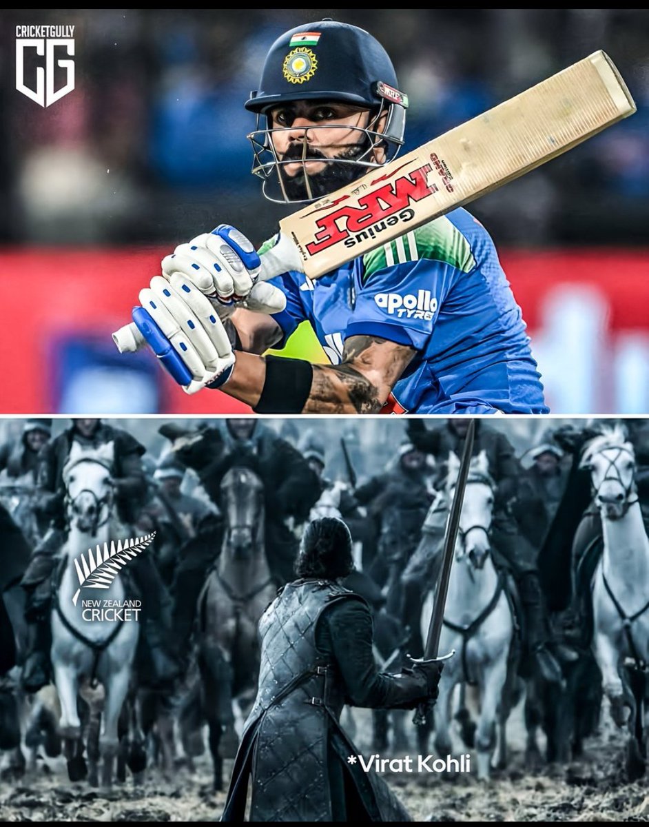 polticsanalysis's tweet photo. #ViratKohli One Man. Against All Odds. 🏏

🔥 Like Jon Snow at the Battle of the Bastards, Virat Kohli proves that a true warrior never backs down, no matter how heavy the pressure #INDvsNZ https://t.co/b7CMU9z0o0