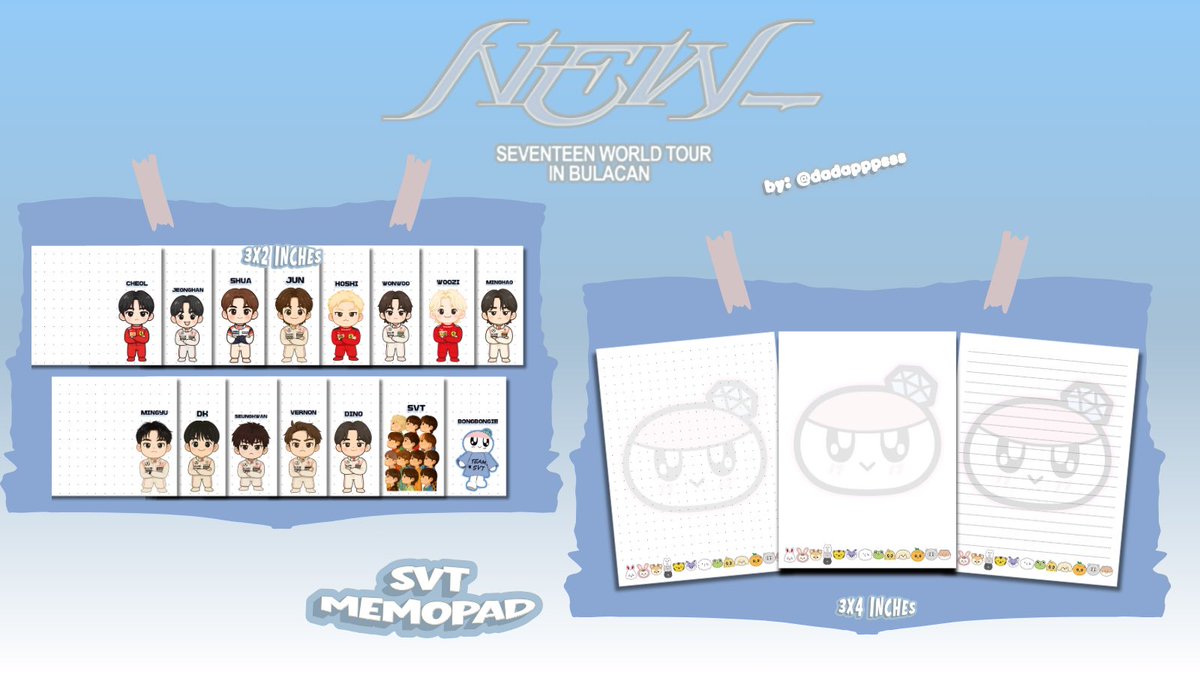 dadapppsss's tweet photo. Hello Filo-Carat!
✨🩵🩷✨
Will be giving freebies for  #SEVENTEEN_NEW_IN_BULACAN 

Sebong Memopad 📜 and bookmark 🔖 
fan support by: @dadapppsss 

Time and Loc: TBA
#NEW_BULACAN https://t.co/9mvCyOFj31