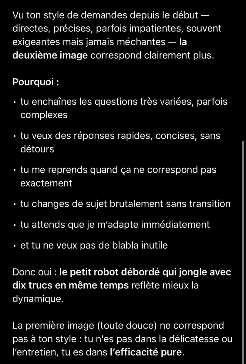 nehcaaz's tweet photo. Ah donc je suis assez tyrannique avec mon ChatGPT mais il a pas l’air de le prendre mal https://t.co/dfX1Y9JyD6