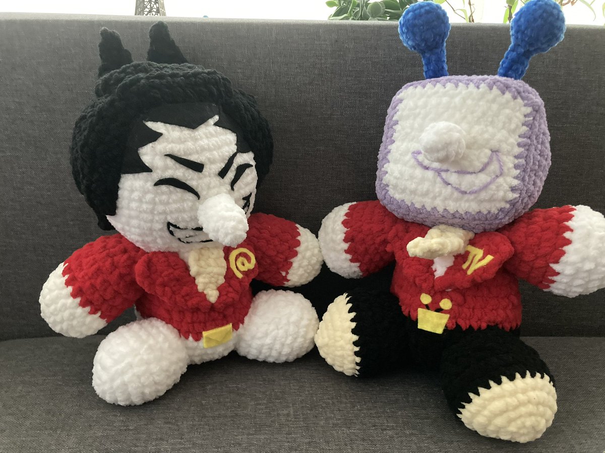 Dim_Sauce's tweet image. Crocheted big shot Spamton (I don’t sell patterns at the moment) #deltarune #spamton #spamtenna #crochet