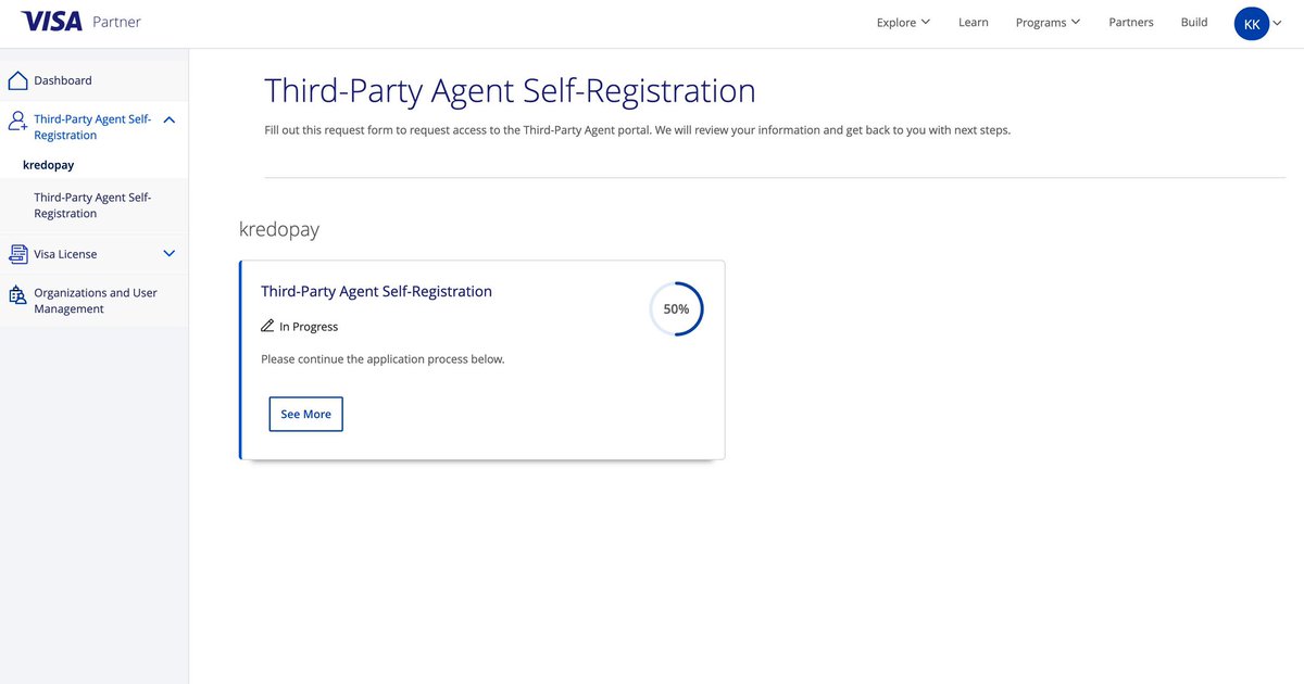 Status: 50% Complete.

Official Visa Third-Party Agent registration is in progress.

We are building the bridge between authorization-based crypto and the world's largest payment network.

• No accounts 
• No custody 
• Pure programmable spending

Closer every day.